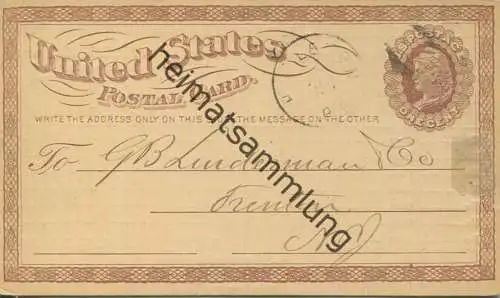 USA - Postkarte mit Zudruck - A. Pardee & Co - Hazleton Coal - Ganzsache gel. 187.