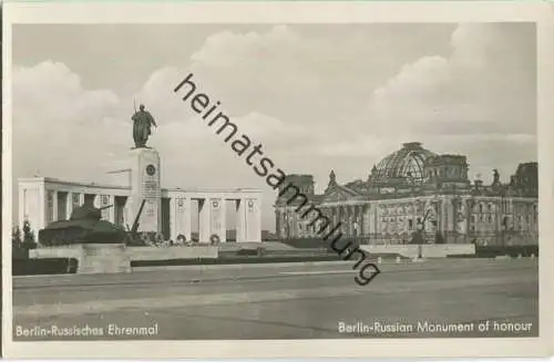 Berlin - Russisches Ehrenmal - Reichstagsgebäude - Foto-Ansichtskarte