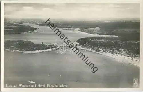 Berlin - Blick auf Wannsee und Havel - Fliegeraufnahme - Foto-Ansichtskarte 30er Jahre - Verlag Klinke & Co. Berlin