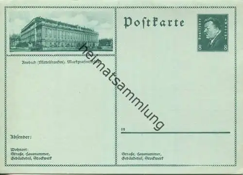 Ansbach - Bildpostkarte 1930 - Ganzsache