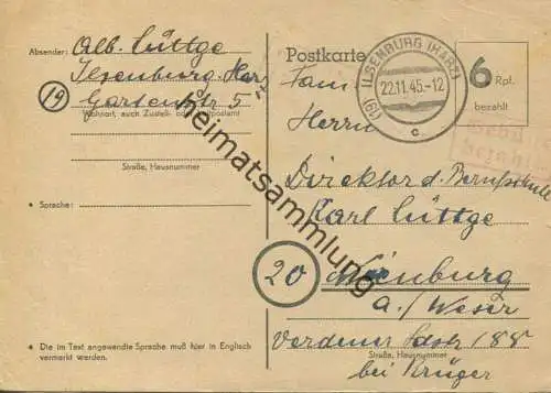 Ilsenburg - Notausgabe - Ganzsache - Gebühr bezahlt Stempel - gel. 1945