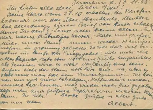 Ilsenburg - Notausgabe - Ganzsache - Gebühr bezahlt Stempel - gel. 1945