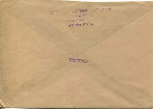 Hamburg - Umschlag mit Freistempel - Inhalt schwedisch - Absender Svenska Skol Hamburg 11 gel. 1947