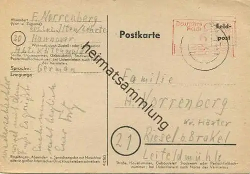Hannover - Notausgabe - Ganzsache gel. 1945