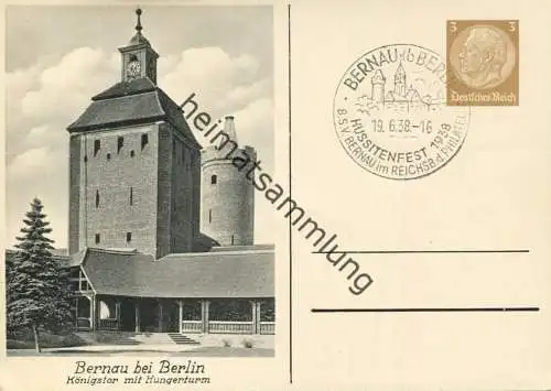 Bernau - Königstor mit Hungerturm - Privatganzsache DR PP 122 F1 - Sonderstempel