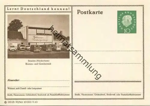 Straelen - Blumen- und Gemüsestadt - Bildpostkarte 1960 - Ganzsache