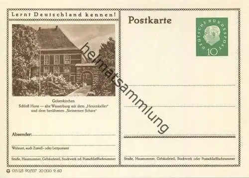 Gelsenkirchen - Schloss Horst - Bildpostkarte 1960 - Ganzsache