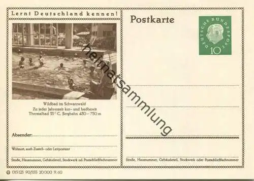 Bad Wildbad im Schwarzwald - Bildpostkarte 1960 - Ganzsache