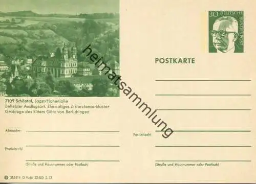 Schöntal - Bildpostkarte 1972 - Ganzsache