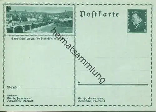 Saarbrücken - Bildpostkarte 1930 - Ganzsache