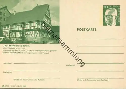 Ebersbach an der Fils - Bildpostkarte 1972 - Ganzsache