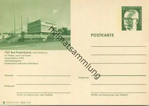 Bad Friedrichshall - Bildpostkarte 1972 - Ganzsache