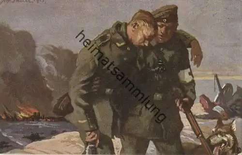 Wohlfahrts-Postkarte - Nr. 5 ... Sanitätshundeführer - Der Sanitätshund im Felde - Verlag G. Stalling Oldenburg i. Gr.