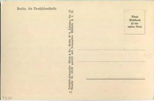Berlin 30er Jahre - Deutschlandhalle - Luftaufnahme - Foto-Ansichtskarte - Verlag Klinke & Co. Berlin