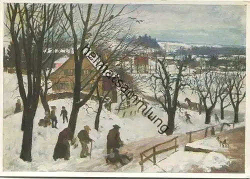 Winter im Dorf - Künstler-Hilfswerk 1937 - R. Huber Dachau - Bild 7/II - Verlag Wilhelm und Bertha von Baensch Stiftung