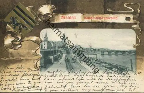 Dresden - Dampfschiff-Landeplatz - Verlag Gebr. Schelzel Dresden gel. 1901