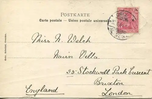 Dresden - Dampfschiff-Landeplatz - Verlag Gebr. Schelzel Dresden gel. 1901