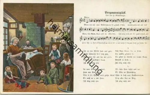 Liederkarte - Bergmannsglück signiert K. Wasser - Lied von H. Mückenberger - Verlag H. Mückenberger Plauen