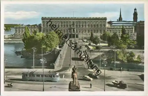 Stockholm - Kungl Slottet och Norrbro - Strassenbahn - Foto-Ansichtskarte