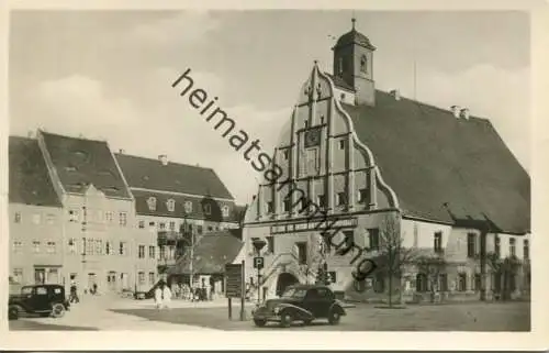 Grimma - Rathaus mit Marktplatz - Foto-AK 50er Jahre - Verlag VEB Volkskunstverlag Reichenbach