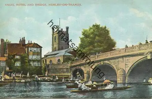 Oxfordshire - Henley-on-Thames - Angel Hotel and Bridge - Publisher S.H. Higgins Henley-on-Thames