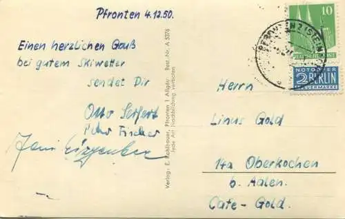 Pfronten - Foto-AK - Verlag E. Kohlbauer Pfronten gel. 1950