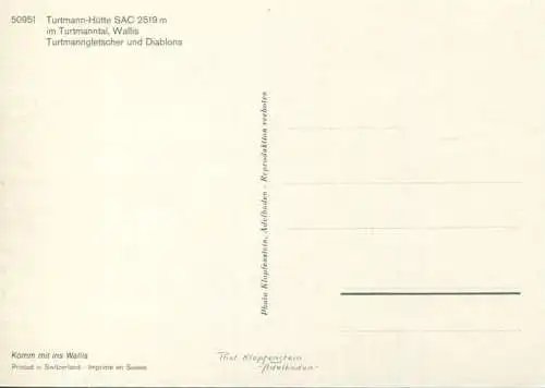 Turtmann-Hütte im Turtmanntal - Turtmanngletscher und Diablons - AK Grossformat