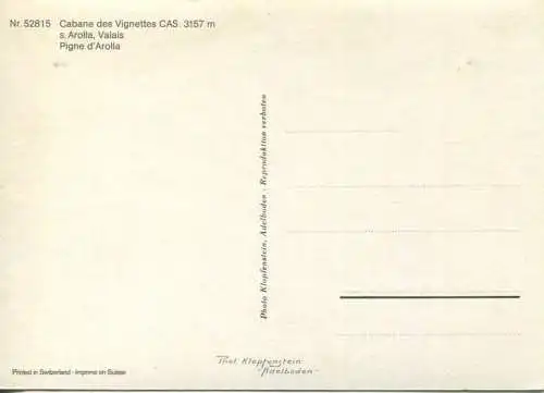Cabane des Vignettes s. Arolla - AK Grossformat