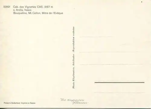 Cabane des Vignettes s. Arolla - AK Grossformat