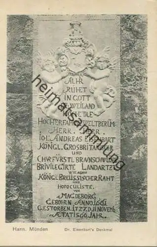 Hannoversch-Münden - Dr. Eisenbarts Denkmal - Verlag I. Herzel Hann. Münden