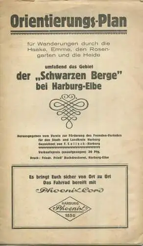 Deutschland - Orientierungsplan der Schwarzen Berge bei Harburg-Elbe - Gezeichnet von F. Salisch Harburg 1917 45cm x 54c