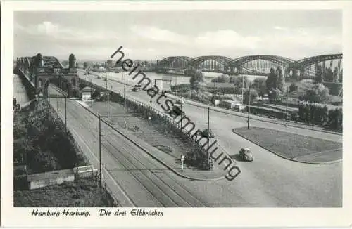 Hamburg-Harburg - die drei Elbbrücken - Foto-Ansichtskarte