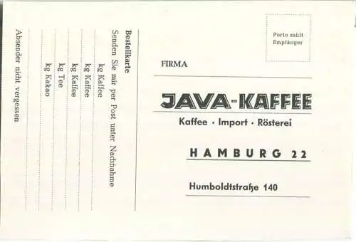 Hamburg - Neue Lombardbrücke - Bestellkarte Java-Kaffee