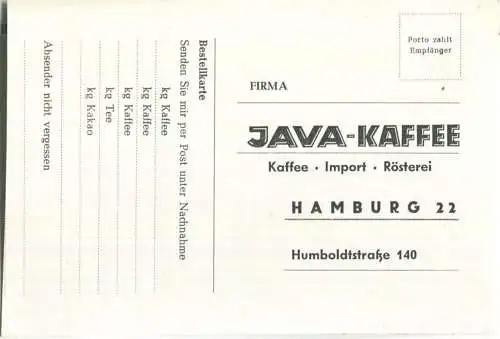 Hamburg - Schiffsdock - Bestellkarte Java-Kaffee