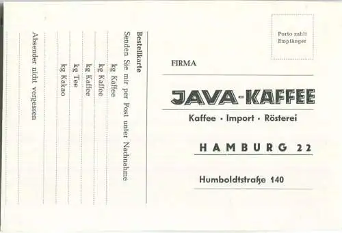 Hamburg - Südwesthafen - Bestellkarte Java-Kaffee