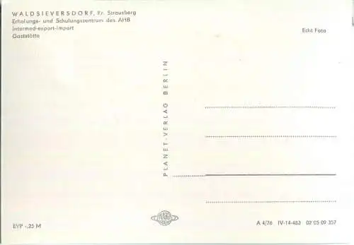 Waldsieversdorf - Erholungs- und Schulungszentrum des AHB intermed - Gaststätte - Foto-Ansichtskarte