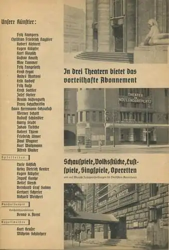 Volksbühne Berlin - Generalintendant Eugen Klöpfer - Spielzeit 1936/37 - Faltblatt DINA4-Format mit vielen Abbildungen