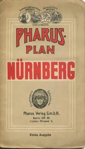 Deutschland - Pharus-Plan - Nürnberg 20er Jahre - kleine Ausgabe - 38cm x 50cm - handschriftliche Ergänzungen der Strass