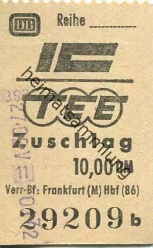 Deutschland - IC TEE Zuschlag 10,00 DM