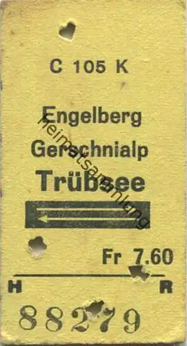 Schweiz - Engelberg Gerschnialp Trübsee und zurück - Fahrkarte Fr 7.60