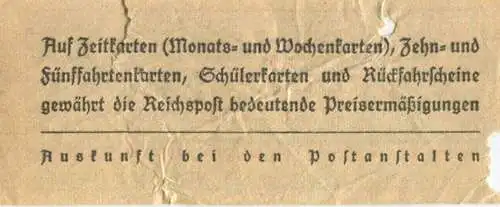 Deutschland - Deutsche Reichspost - Fahrschein 25Rpf.