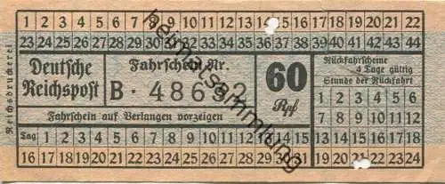 Deutschland - Deutsche Reichspost - Fahrschein 60Rpf.