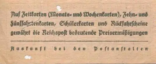 Deutschland - Deutsche Reichspost - Fahrschein 60Rpf.