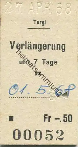 Schweiz - Turgi - Verlängerung um 7 Tage - Karte 1968