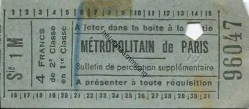 Frankreich - Metropolitain de Paris - Fahrschein Billet