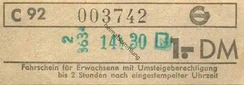 Deutschland - Hannover - Fahrschein 1.-DM