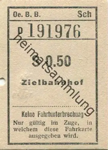 Österreich - Oe.B.B. - Fahrkarte S 0.50