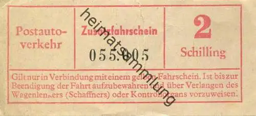 Österreich - Postautoverkehr - Zusatzfahrschein 2 Schilling