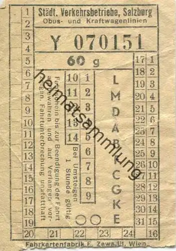 Österreich - Städtische Verkehrsbetriebe Salzburg - Fahrschein