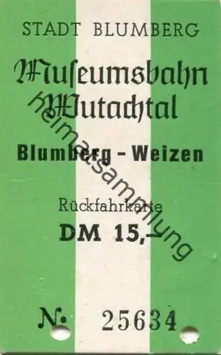Deutschland - Museumsbahn Wutachtal - Blumberg Weizen - Rückfahrkarte
